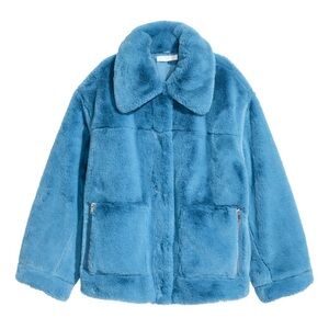 Blue faux fur jacket
